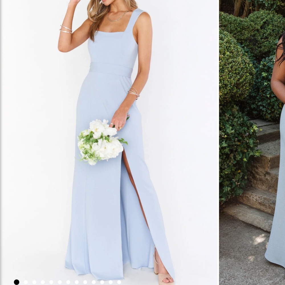 Paris Gown Bridesmaid Dress in Steel Blue Stretch (Size Small)